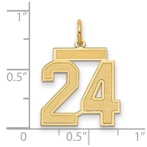 14k Yellow Gold, Jersey Collection, Medium Number 24 Pendant - Picture 2 of 3